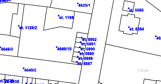 Parcela st. 5891 v KÚ Žatec, Katastrální mapa
