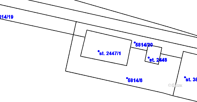 Parcela st. 2447/1 v KÚ Žatec, Katastrální mapa