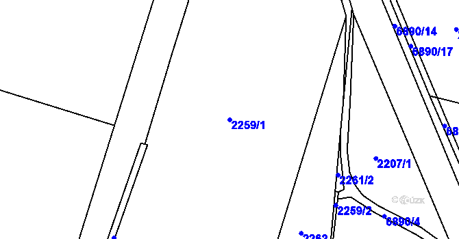 Parcela st. 2259/1 v KÚ Žatec, Katastrální mapa
