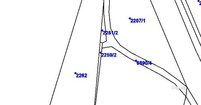 Parcela st. 2259/2 v KÚ Žatec, Katastrální mapa