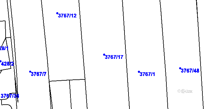 Parcela st. 3767/17 v KÚ Žatec, Katastrální mapa