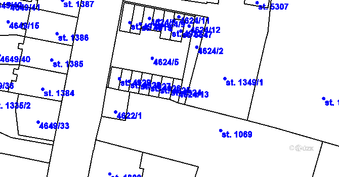 Parcela st. 4924 v KÚ Žatec, Katastrální mapa