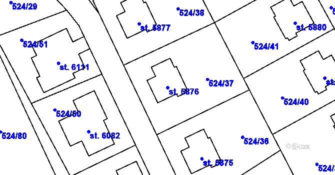 Parcela st. 5876 v KÚ Žatec, Katastrální mapa