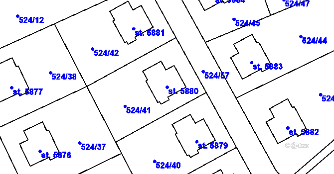 Parcela st. 5880 v KÚ Žatec, Katastrální mapa