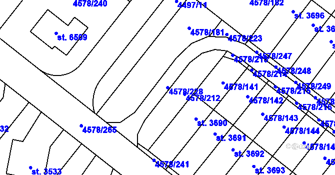 Parcela st. 4578/228 v KÚ Žatec, Katastrální mapa