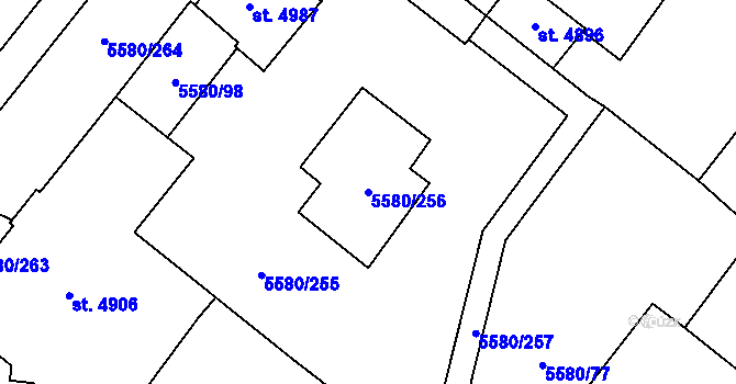 Parcela st. 5580/256 v KÚ Žatec, Katastrální mapa
