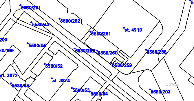 Parcela st. 5580/260 v KÚ Žatec, Katastrální mapa