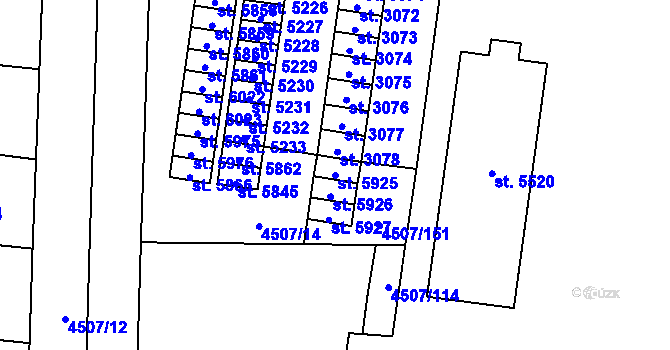 Parcela st. 5925 v KÚ Žatec, Katastrální mapa