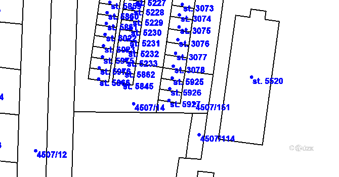 Parcela st. 5926 v KÚ Žatec, Katastrální mapa