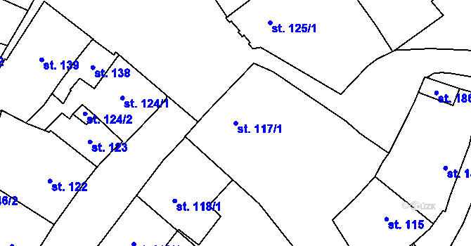 Parcela st. 117/1 v KÚ Žatec, Katastrální mapa