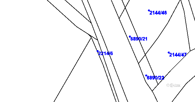 Parcela st. 2214/6 v KÚ Žatec, Katastrální mapa
