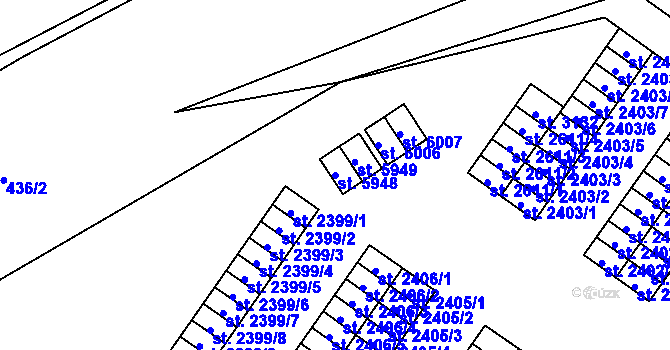 Parcela st. 5948 v KÚ Žatec, Katastrální mapa