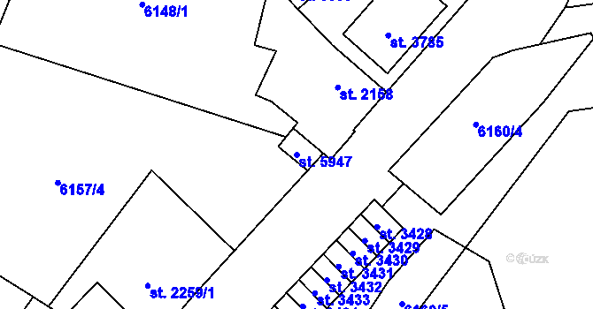 Parcela st. 5947 v KÚ Žatec, Katastrální mapa