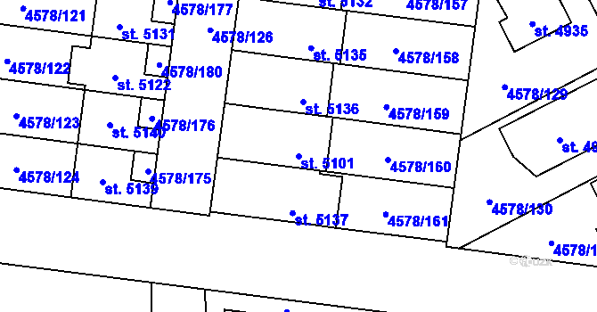 Parcela st. 5101 v KÚ Žatec, Katastrální mapa