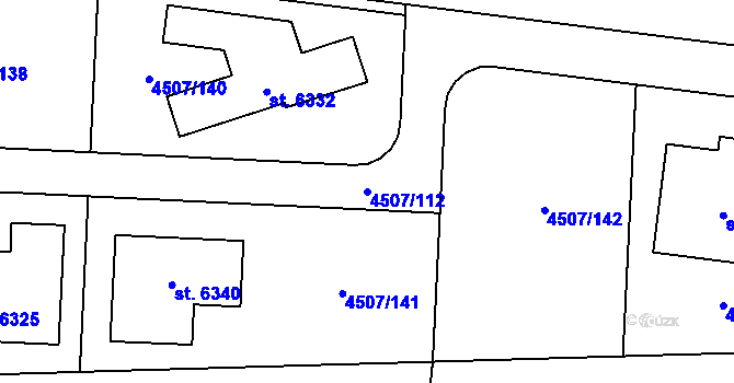 Parcela st. 4507/112 v KÚ Žatec, Katastrální mapa