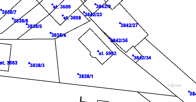 Parcela st. 5962 v KÚ Žatec, Katastrální mapa
