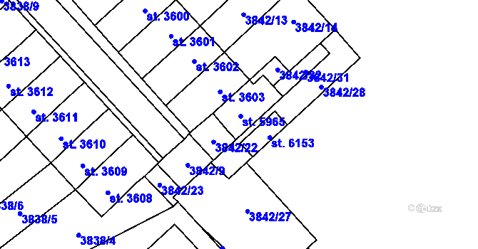 Parcela st. 5965 v KÚ Žatec, Katastrální mapa