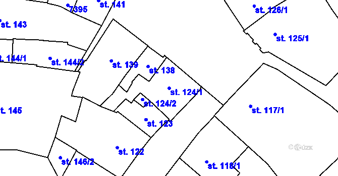 Parcela st. 124/1 v KÚ Žatec, Katastrální mapa