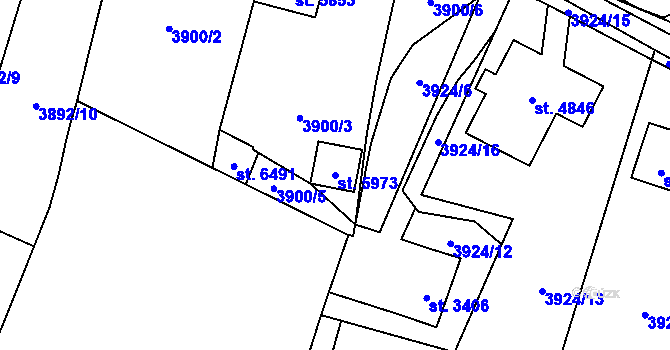 Parcela st. 5973 v KÚ Žatec, Katastrální mapa