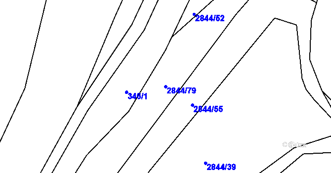 Parcela st. 2844/79 v KÚ Žatec, Katastrální mapa
