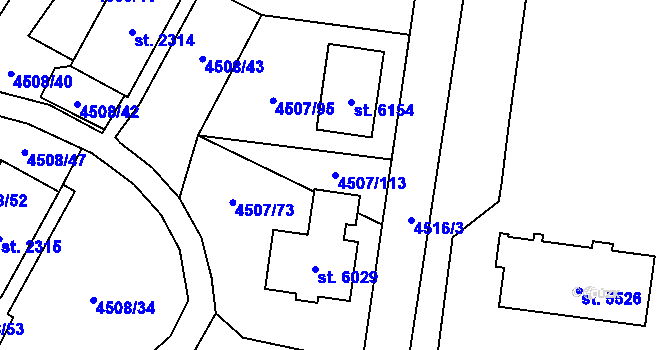 Parcela st. 4507/113 v KÚ Žatec, Katastrální mapa