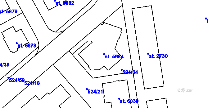 Parcela st. 5984 v KÚ Žatec, Katastrální mapa