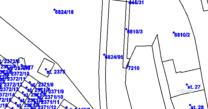 Parcela st. 6824/95 v KÚ Žatec, Katastrální mapa