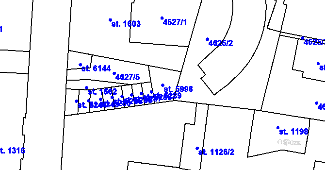 Parcela st. 5998 v KÚ Žatec, Katastrální mapa