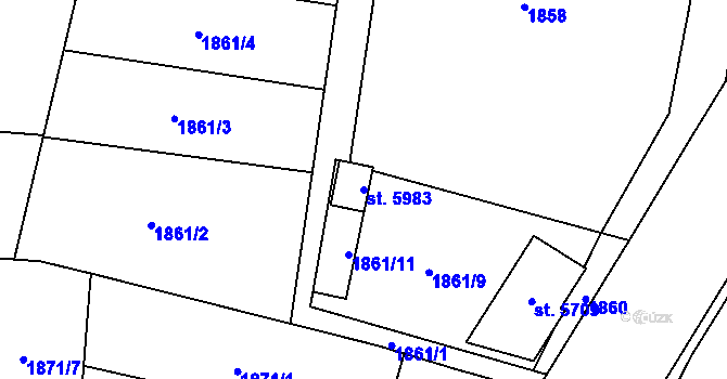 Parcela st. 5983 v KÚ Žatec, Katastrální mapa