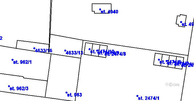Parcela st. 2474/9 v KÚ Žatec, Katastrální mapa