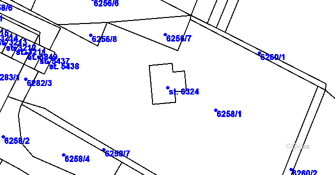 Parcela st. 6324 v KÚ Žatec, Katastrální mapa