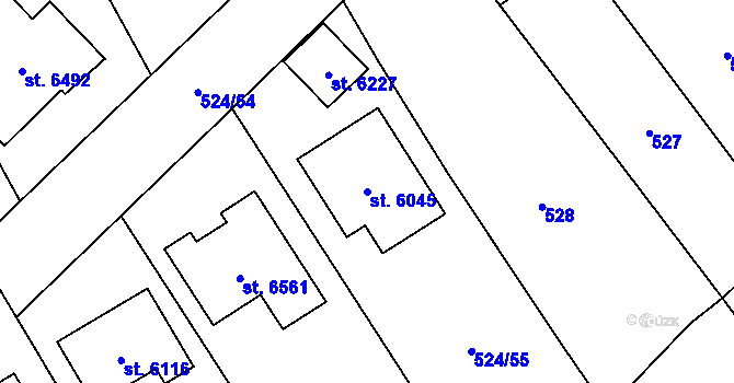 Parcela st. 6045 v KÚ Žatec, Katastrální mapa