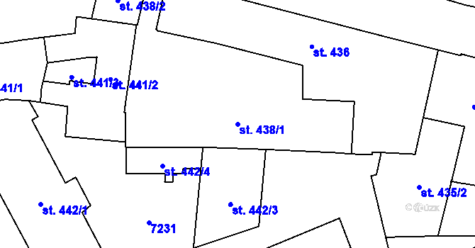Parcela st. 438/1 v KÚ Žatec, Katastrální mapa