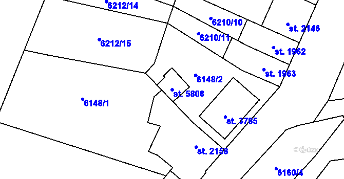 Parcela st. 5808 v KÚ Žatec, Katastrální mapa