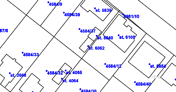 Parcela st. 6062 v KÚ Žatec, Katastrální mapa
