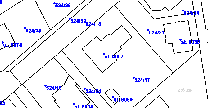 Parcela st. 6067 v KÚ Žatec, Katastrální mapa