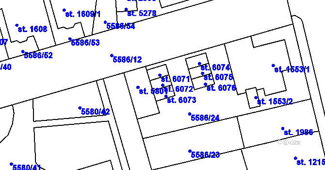 Parcela st. 6072 v KÚ Žatec, Katastrální mapa