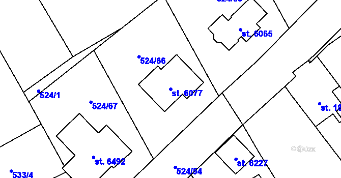 Parcela st. 6077 v KÚ Žatec, Katastrální mapa