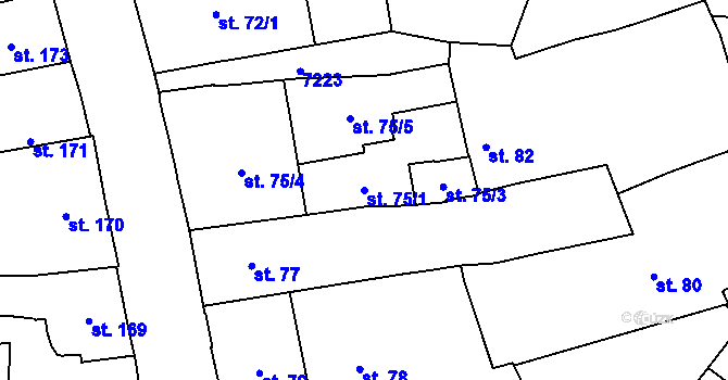 Parcela st. 75/1 v KÚ Žatec, Katastrální mapa