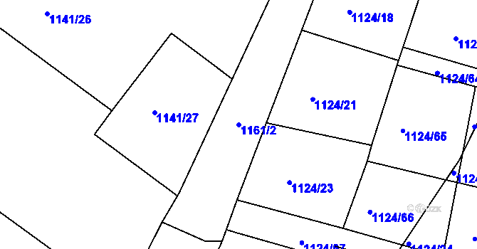 Parcela st. 1161/2 v KÚ Žatec, Katastrální mapa