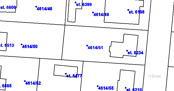 Parcela st. 4614/51 v KÚ Žatec, Katastrální mapa