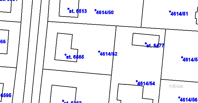 Parcela st. 4614/52 v KÚ Žatec, Katastrální mapa