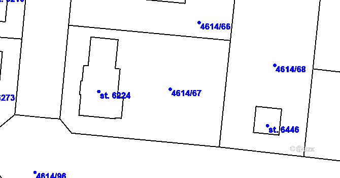 Parcela st. 4614/67 v KÚ Žatec, Katastrální mapa
