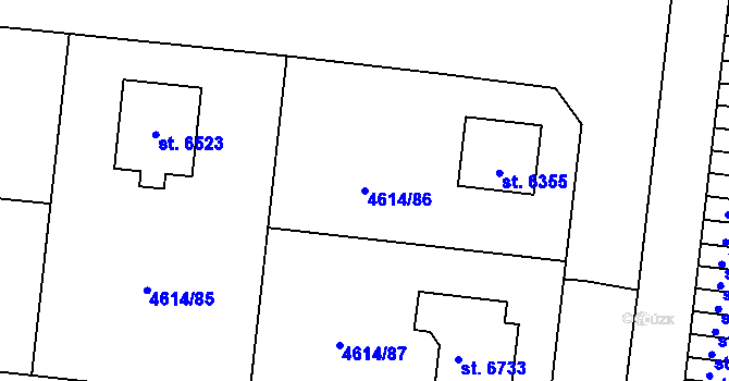 Parcela st. 4614/86 v KÚ Žatec, Katastrální mapa