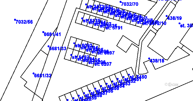 Parcela st. 6097 v KÚ Žatec, Katastrální mapa