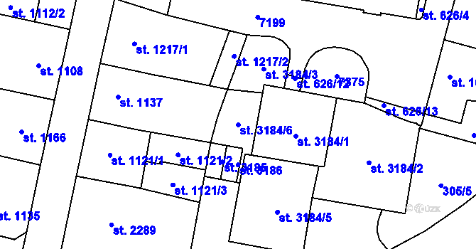 Parcela st. 3184/6 v KÚ Žatec, Katastrální mapa