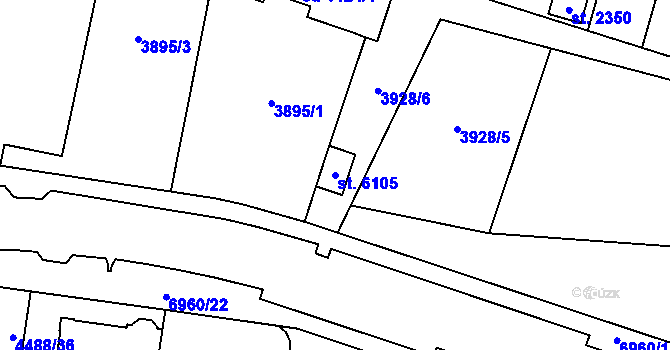 Parcela st. 6105 v KÚ Žatec, Katastrální mapa