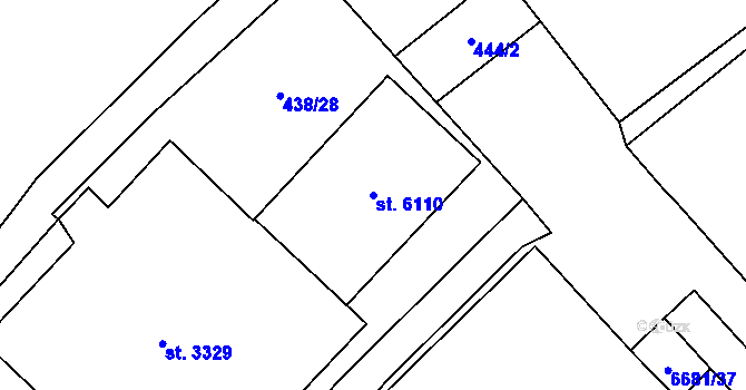 Parcela st. 6110 v KÚ Žatec, Katastrální mapa