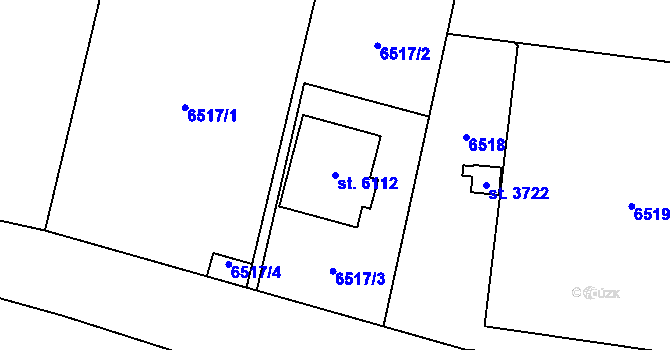 Parcela st. 6112 v KÚ Žatec, Katastrální mapa