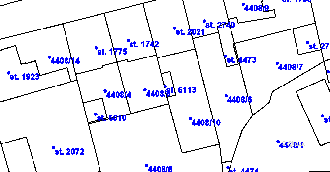 Parcela st. 6113 v KÚ Žatec, Katastrální mapa
